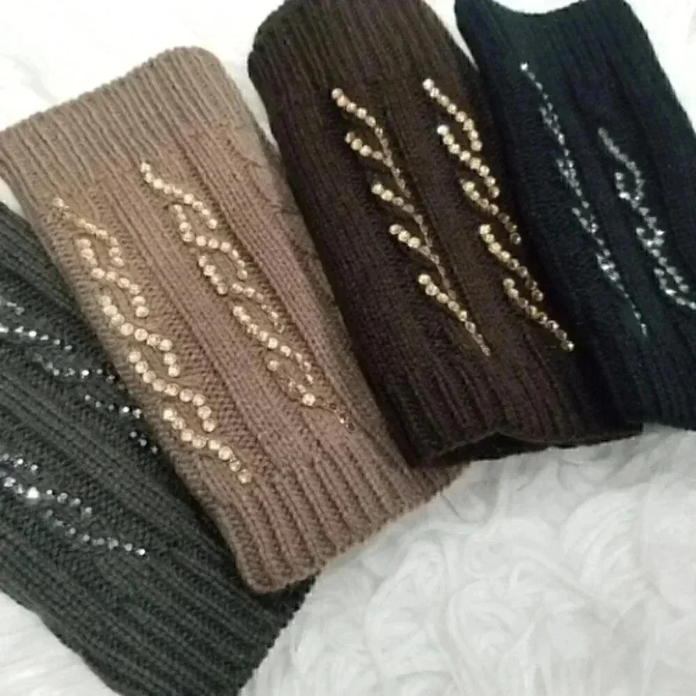 Rhinestone Mittens knitted arm warmers more colors